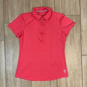 Jofit Women’s Golf Polo Pink Short Sleeve Half Zip Athletic Top Size S
